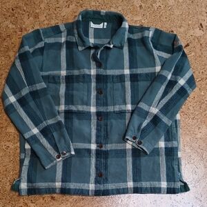Fjallraven Women's Singi Green Plaid Flannel Overshirt Size XL
